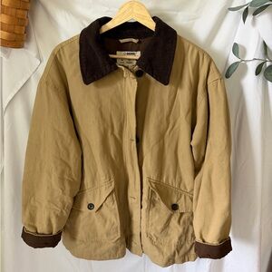 Ci Sono Tan Utility Jacket with Dark Brown Corduroy Collar